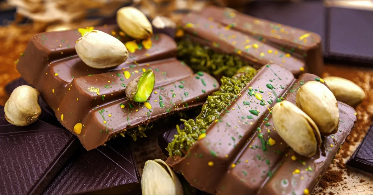 Kuinka valmistaa kotitekoista suklaanuugua Dubaista jouluksi: suosittu makea herkku, jossa yhdistyvät pistaasikreemi ja kataifi