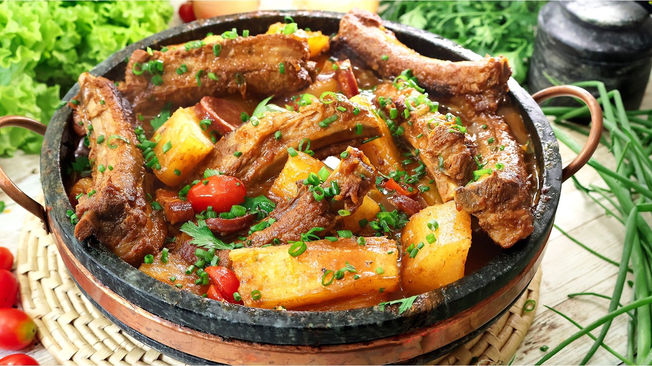 Haudutetut porsaan kyljykset sienillä, Arginiyan resepti: ”Runsasmakuinen uuniruoka”.