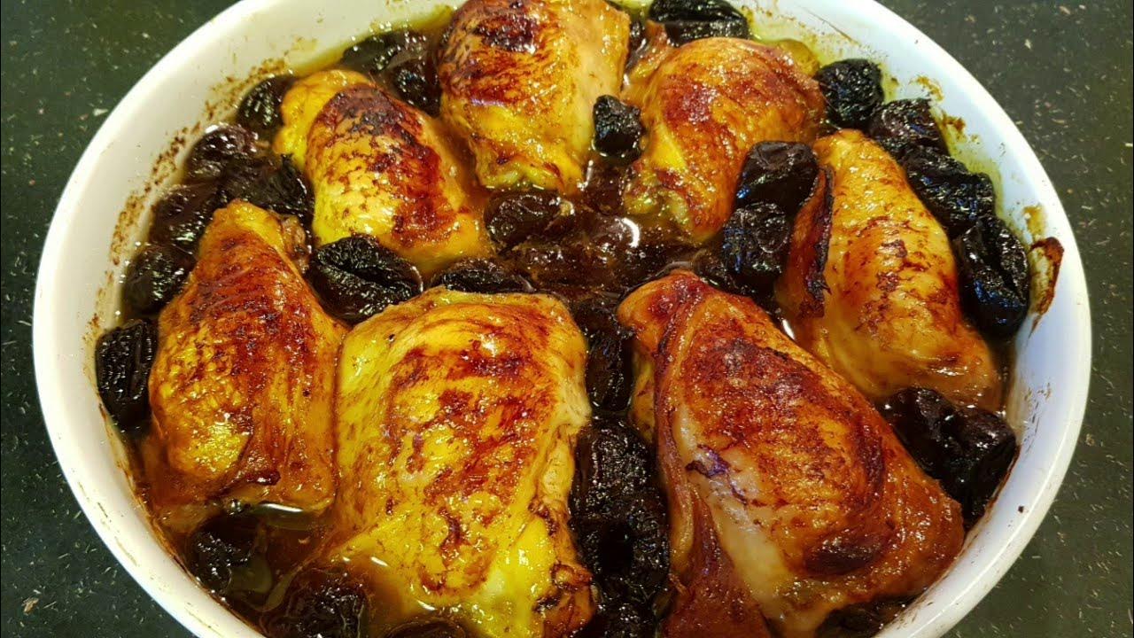 Paistettu kana, kuivattuja luumuja, kauraa ja pinjansiemeniä