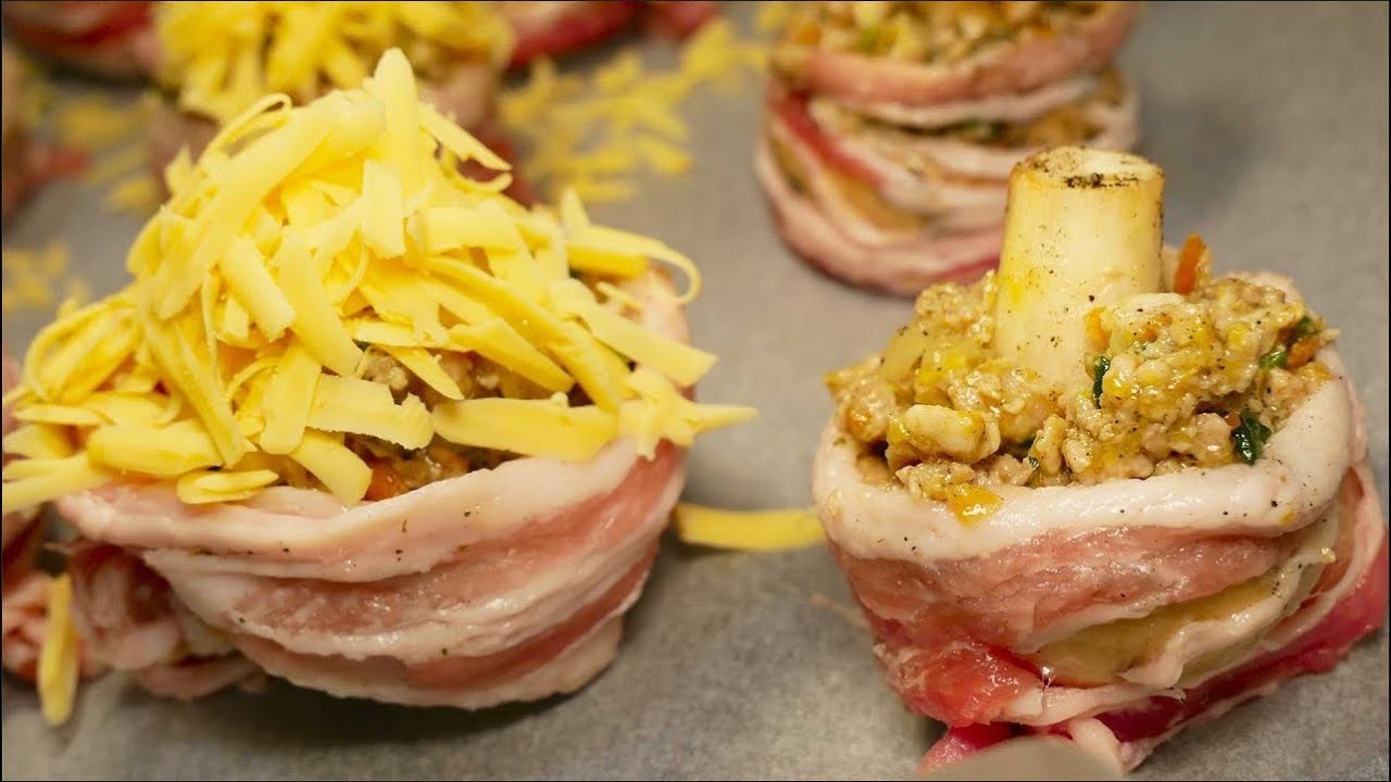 Baconilla ja sipulilla täytetyt sienet: yksinkertainen, edullinen ja herkullinen alkupala, joka tekee uudenvuodesta unohtumattoman.
