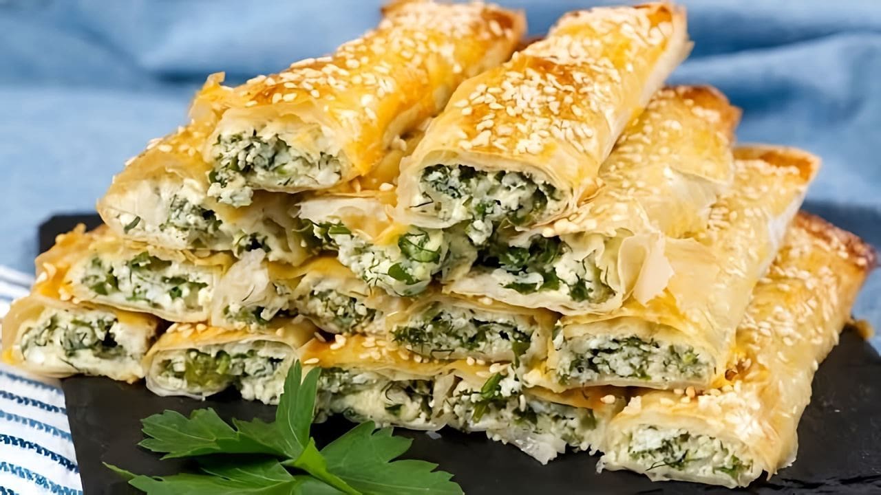 Rapea filotaikinapala, jossa on fetajuustoa ja pistaasipähkinöitä, on loistava idea juhliin.