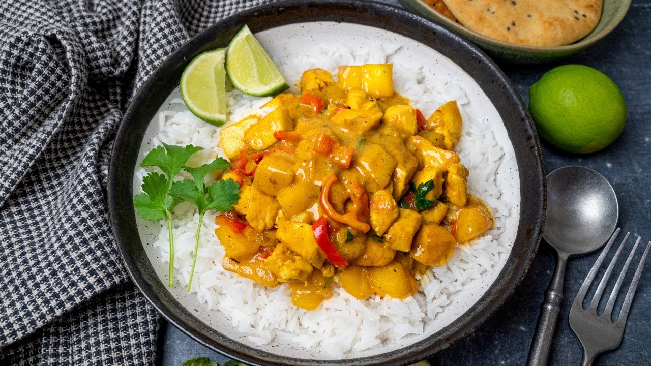 yksinkertainen, helppo ja edullinen muhennos: kanaa ja mangoa.